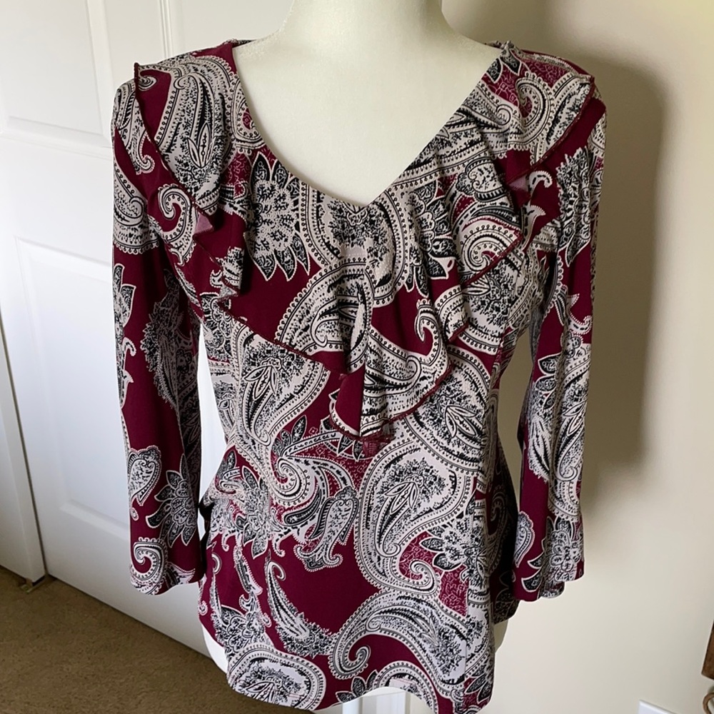 Sami & Jo Maroon Paisley Top